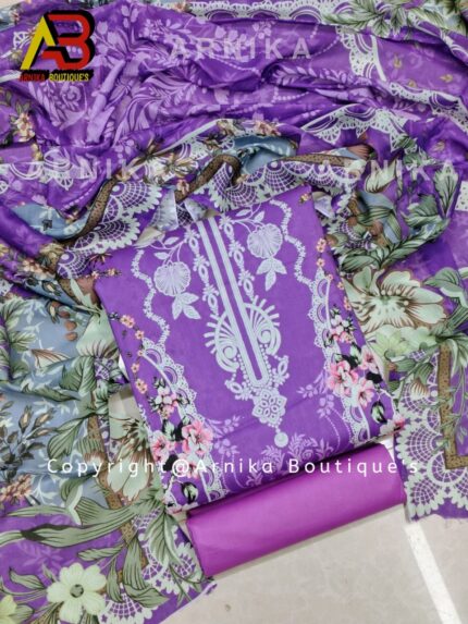 Zam Zam Swiss Cotton Digital Print Three Piece