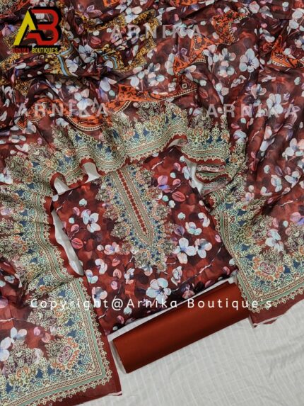 Zam Zam Swiss Cotton Digital Print Three Piece