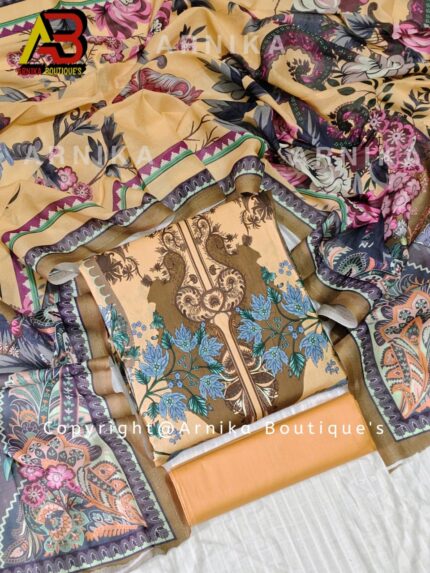 Zam Zam Swiss Cotton Digital Print Three Piece