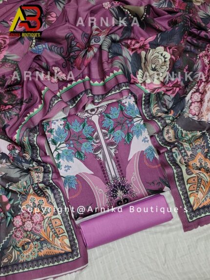 Zam Zam Swiss Cotton Digital Print Three Piece